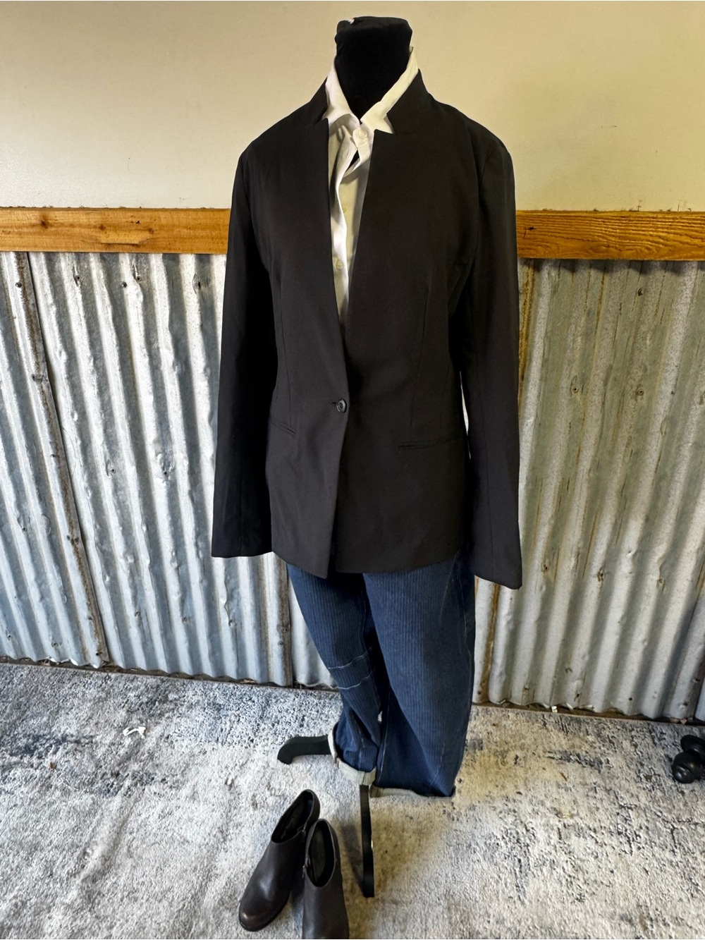Banana Republic Black Single-Button Blazer Classic Tailored Jacket Long and Lean
